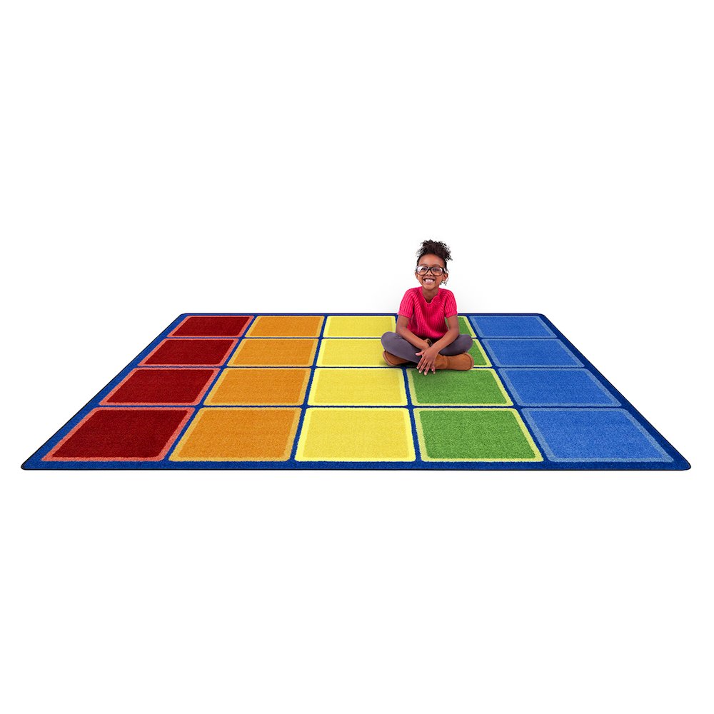 Kid Essentials Rainbow Blocks 5'4" x 7'8" Area Rug in Color Multi