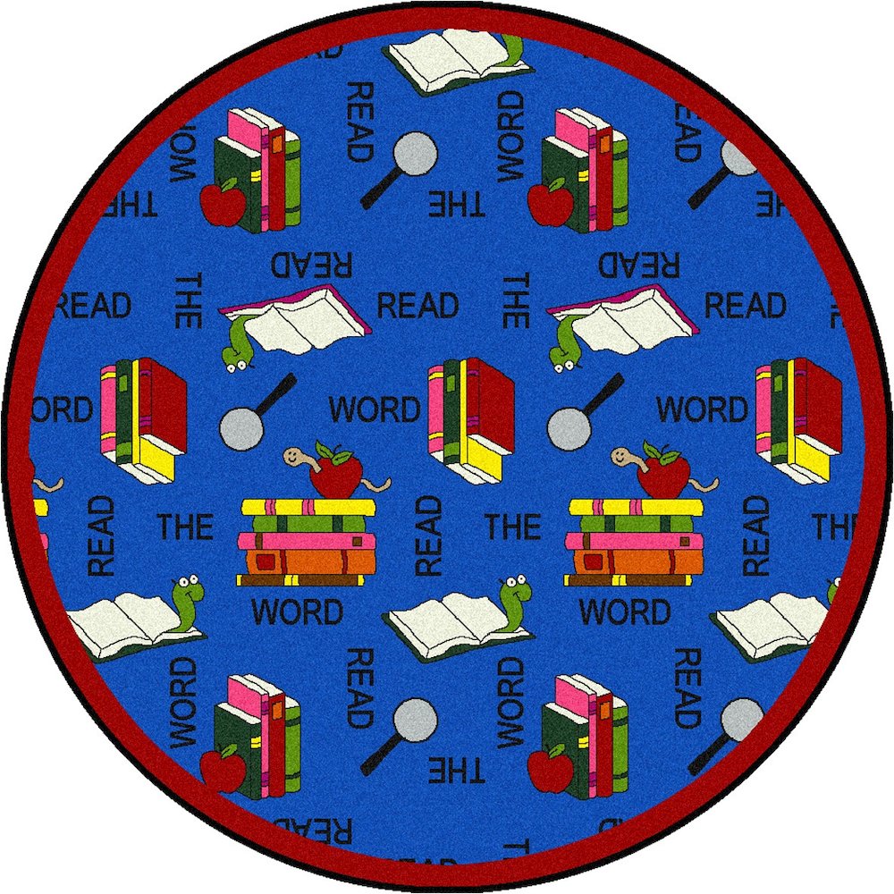 Kid Essentials Read the Word 7'7" Round Area Rug in Color Multi