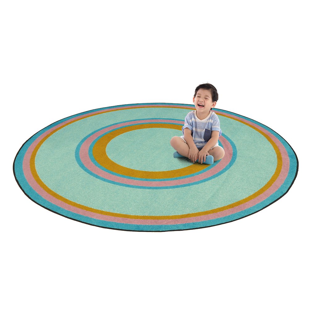 Kid Essentials Ripples 7'7" Round Area Rug in Color Teal