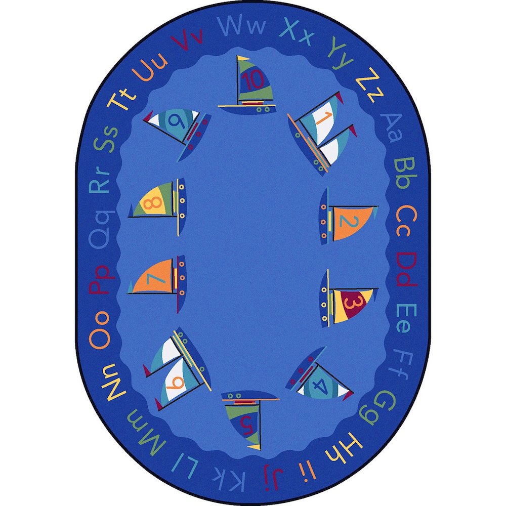 Kid Essentials Smooth Sailing 5'4" x 7'8" Oval Area Rug in Color Multi