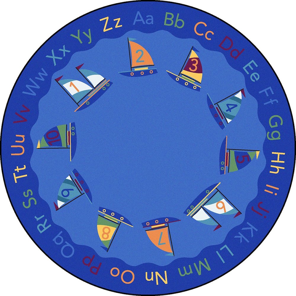 Kid Essentials Smooth Sailing 13'2" Round Area Rug in Color Multi