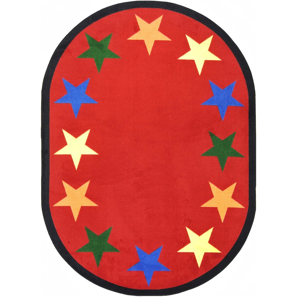 Kid Essentials Star Space 5'4" x 7'8" Oval Area Rug in Color Multi