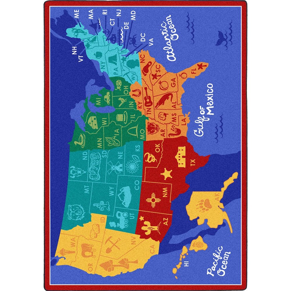 Kid Essentials States of the Nation 5'4" x 7'8" Area Rug in Color Multi