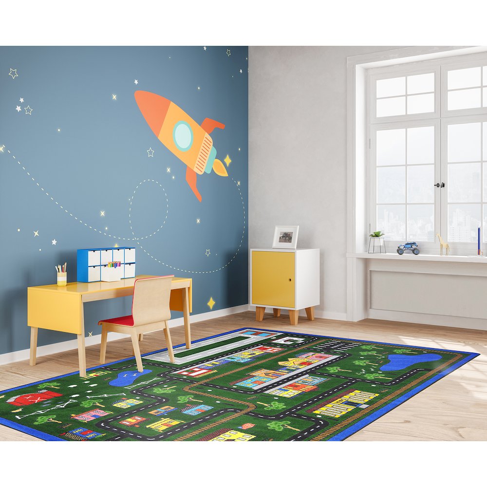 Kid Essentials Tiny Town 5'4" x 7'8" Area Rug in Color Multi