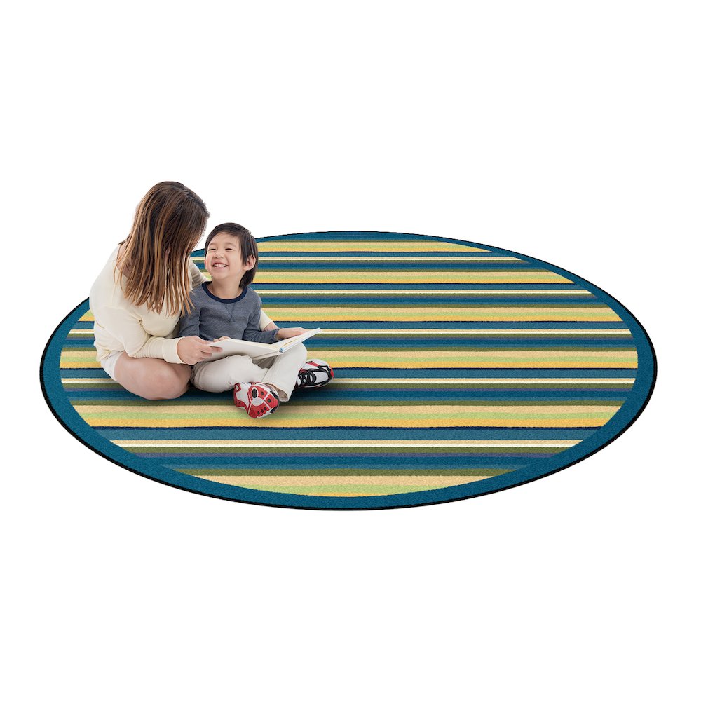 Kid Essentials Yipes Stripes 7'7" Round Area Rug in Color Bold