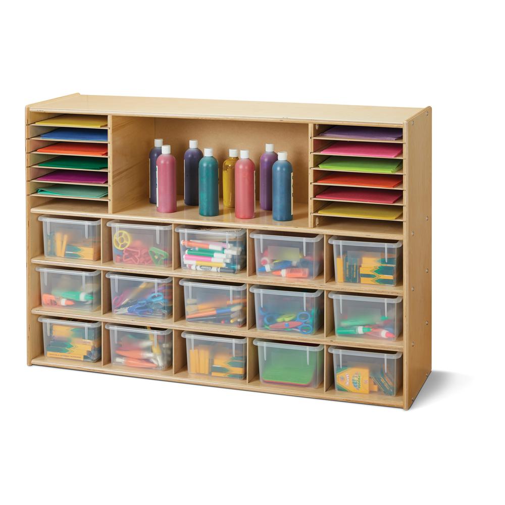 Sectional Cubbie-Tray Storage - with Clear Bins