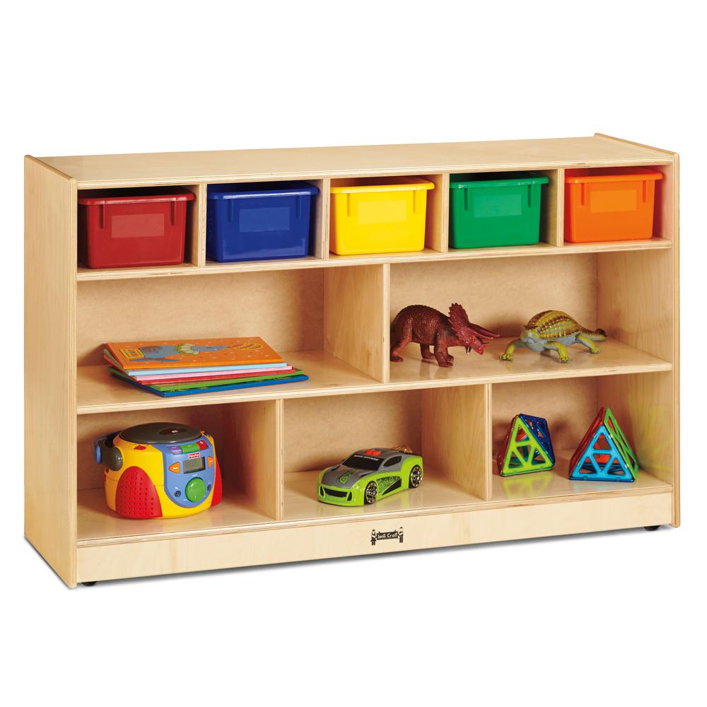 Low Combo Mobile Storage Unit - with Colored Bins