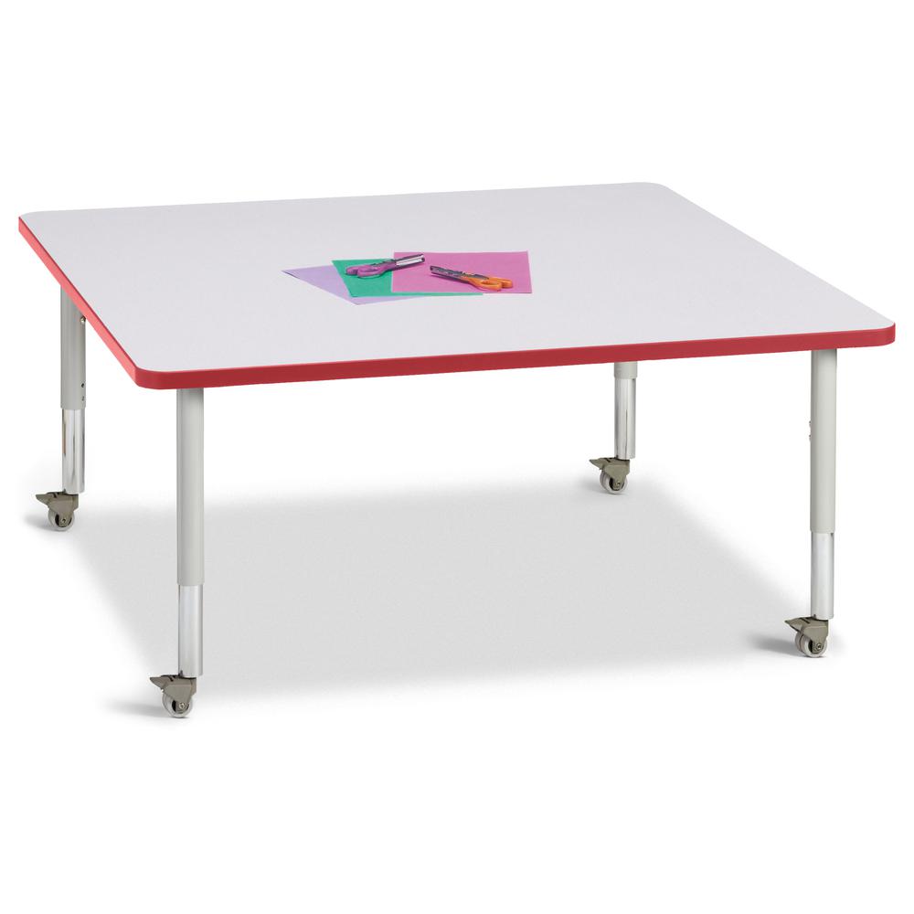 Square Activity Table - 48" X 48", Mobile - Gray/Purple/Gray