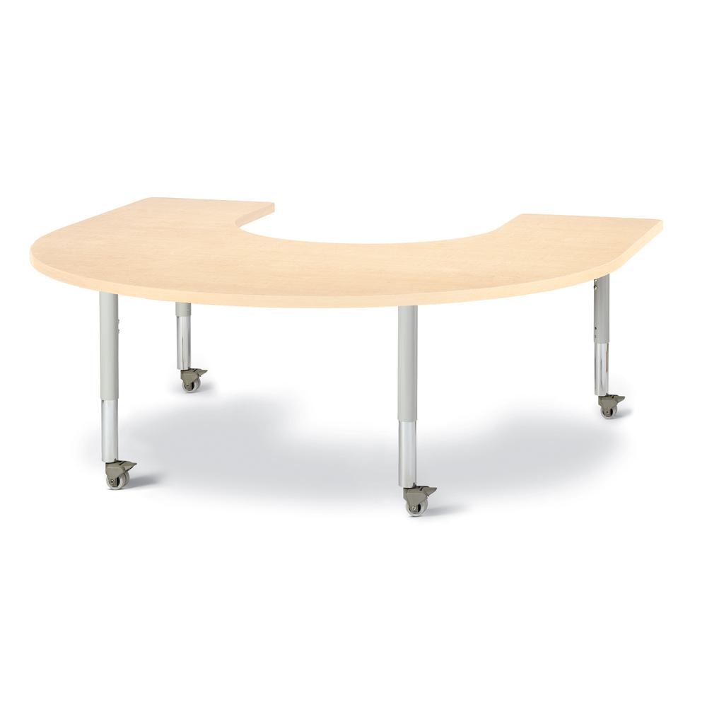 Horseshoe Activity Table - 66" X 60", Mobile - Gray/Purple/Gray