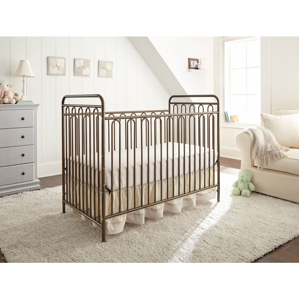 Trinity 3 in 1 Convertible Full Sized Metal Crib in Pebble Grey