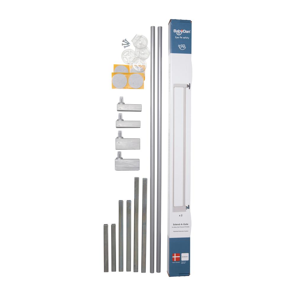 2 x 2.8" Extension Kit for the Premier Pressure Mount Safety Gate, Silver