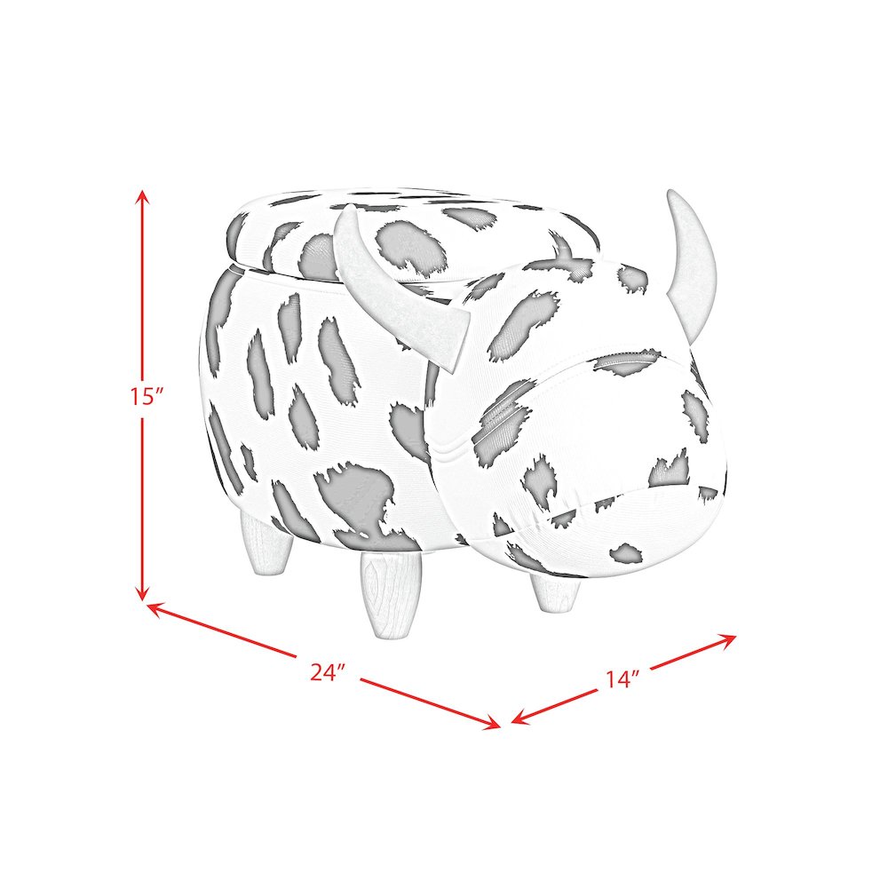 Buttercup Cow Storage Stool in White and Black