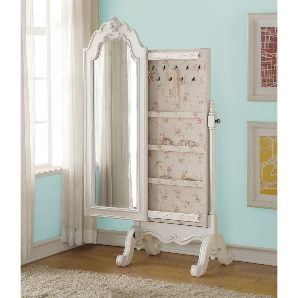 Edalene Jewelry Armoire Pearl White