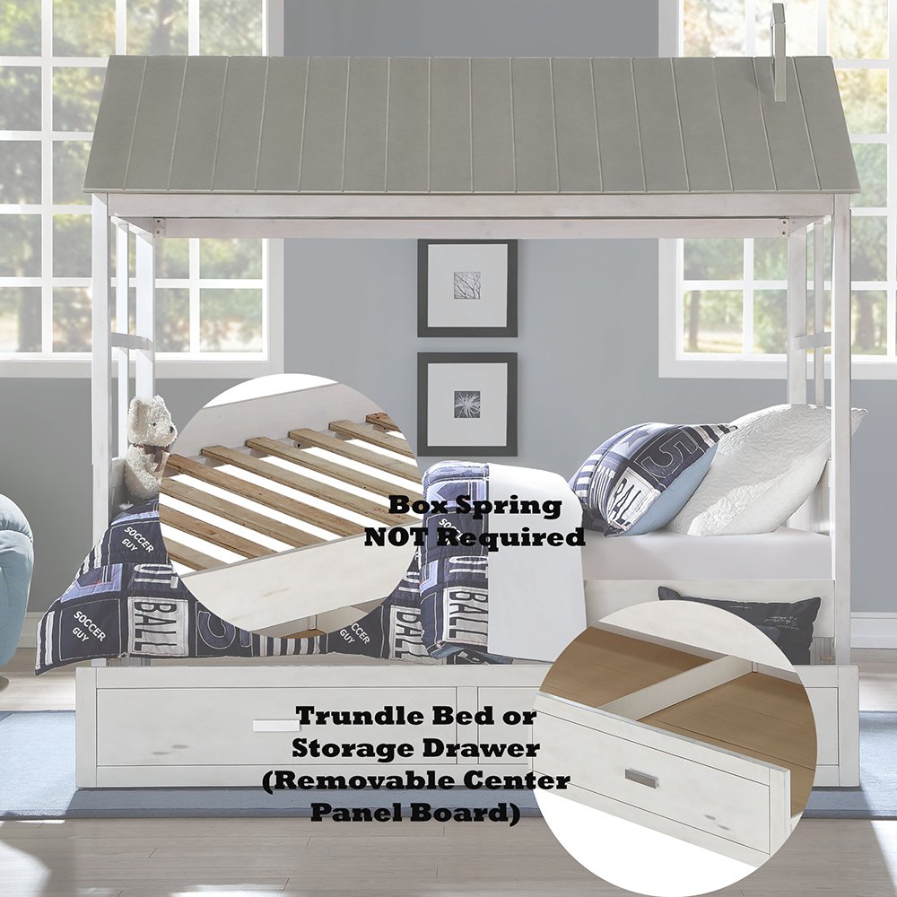 Tree House II Twin Bed Weathered White & Washed Gray