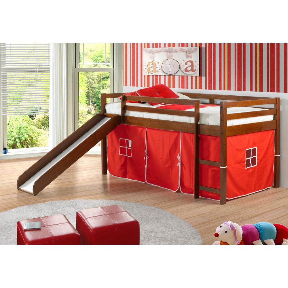 Tent Bed Espresso W/Red Tent Kit
