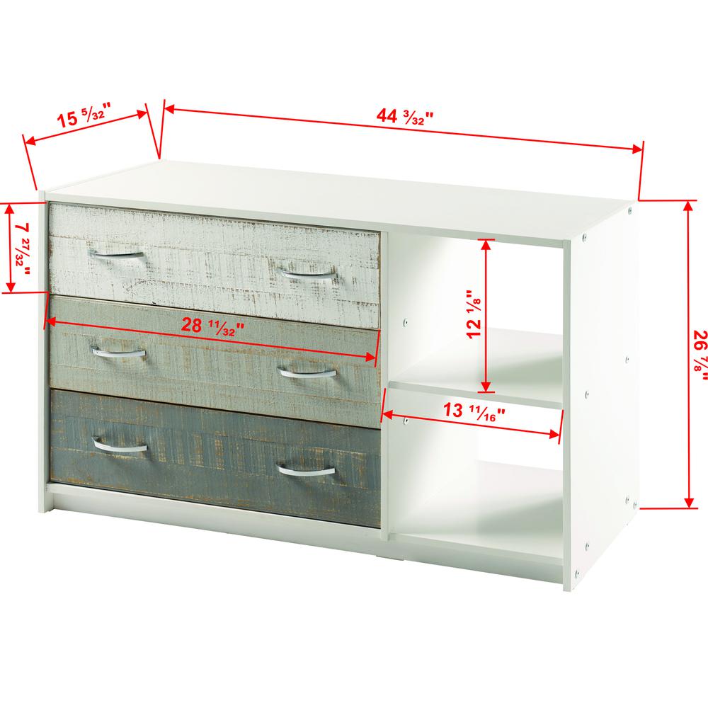 3 Drawer Chest/Shelf Grey White