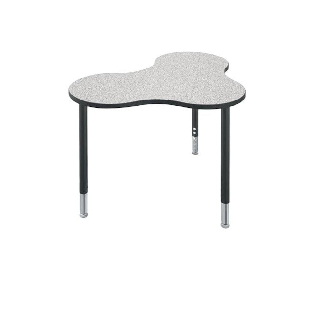 Student Desk - Large Cloud - Gray Nebula Top Surface And Black Edgeband - Black Horseshoe Legs - No Bookbox