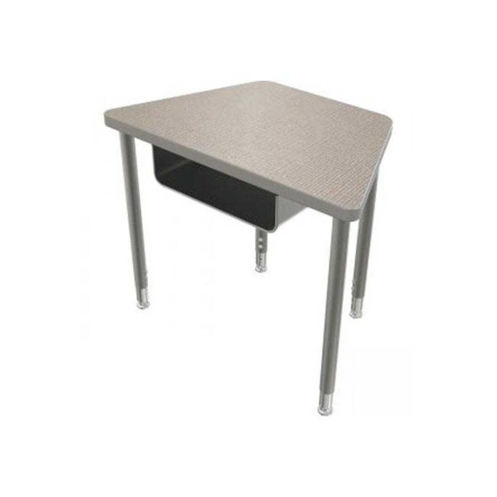 Snap Desk Configurable Student Desking - Small Trap - Fusion Maple Top Surface And Black Edgeband - Black Horseshoe Legs - No Bookbox