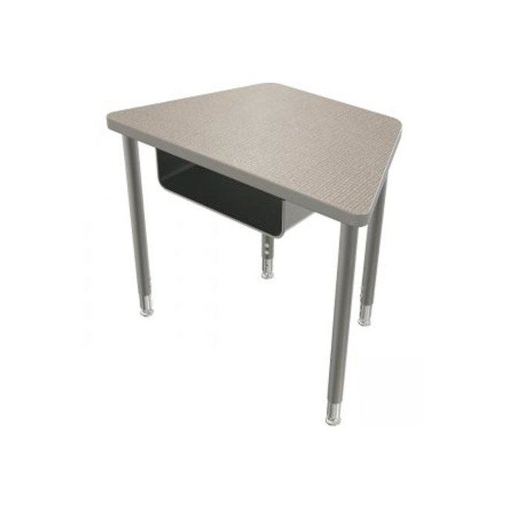 Snap Desk Configurable Student Desking - Large Trap - Gray Nebula Top Surface And Black Edgeband - Black Horseshoe Legs - No Bookbox