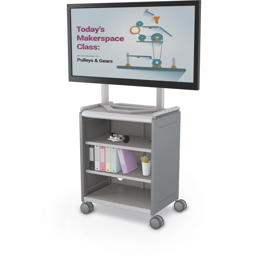 Compass Cabinet - Midi H2 -Shelves / Casters / TV Mount - Cool Grey