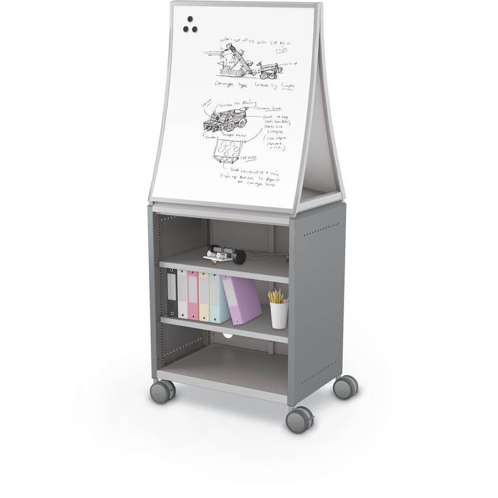 Compass Cabinet - Midi H2 -Shelves / Casters / Ogee Board - Cool Grey