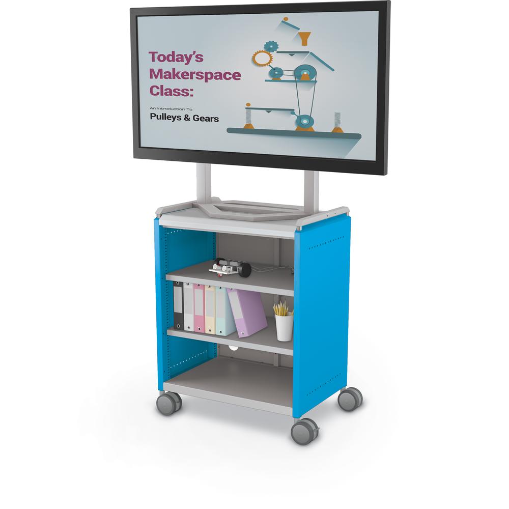 Compass Cabinet - Midi H2 -Shelves / Casters / TV Mount -Blue