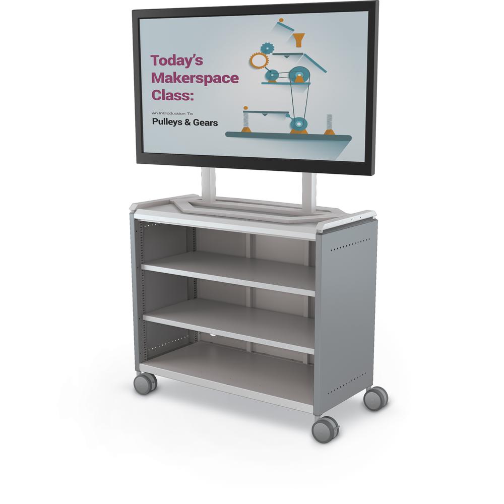Compass Cabinet - Maxi H2 -Shelves / Casters / TV Mount - Cool Grey