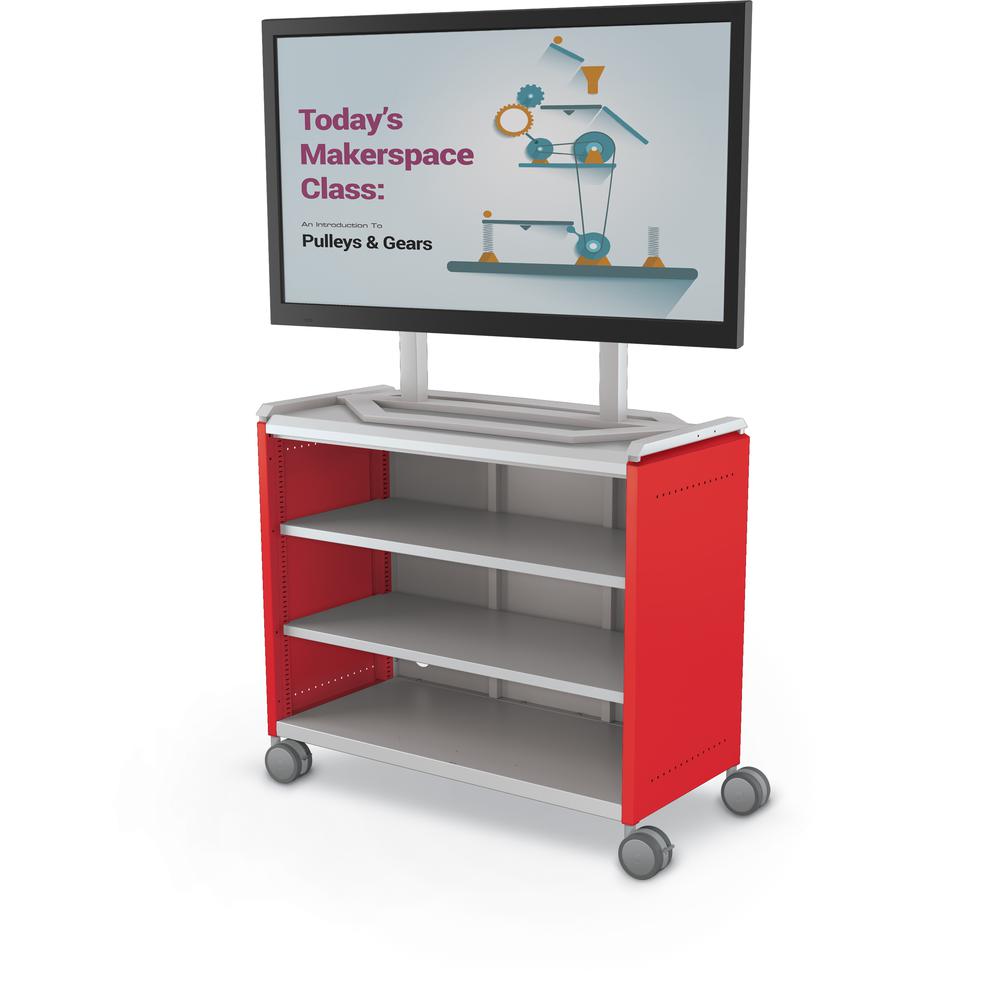 Compass Cabinet - Maxi H2 -Shelves / Casters / TV Mount - Red