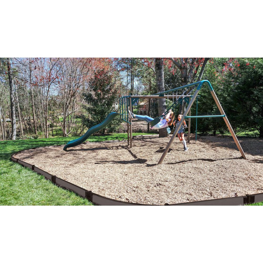 Weathered Wood Curved Playground Border Kit 32' - 1" Profile