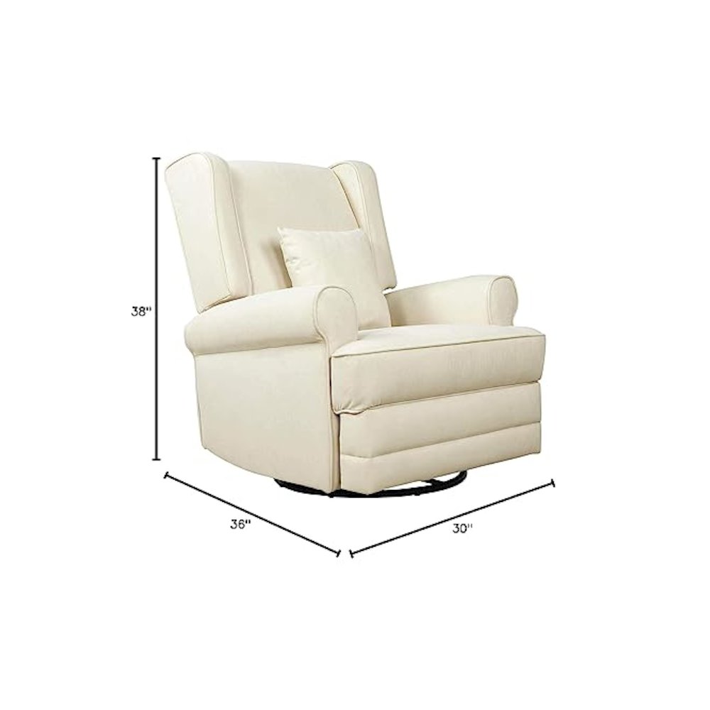 Evolur Melbourne Wing Back Swivel Glider I Nursery Glider I Durable Soft Fabric I Bonus Pillow, 616-SHELL