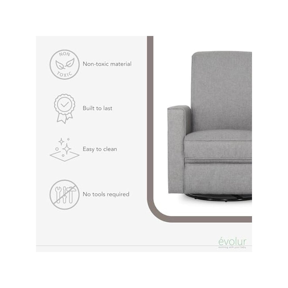 Evolur Raleigh Basic Glider |Recliner| Rocker, 610-LTGRY
