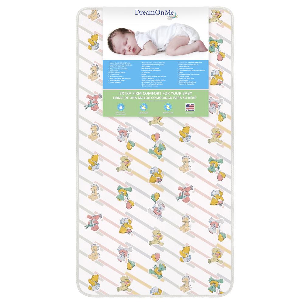 Dream On Me, 5" Foam Crib & Toddler Bed Quilted Standard Mattress, Quilted Bear Print