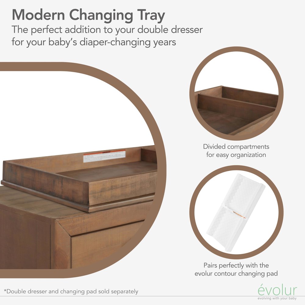 Evolur I Modern Changing Tray I Full Assembly I Lasting Quality, 850-SC