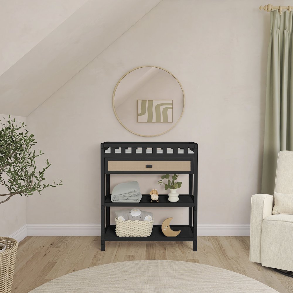 Dream On Me Doula Changing Table in Matte Black, JPMA certified