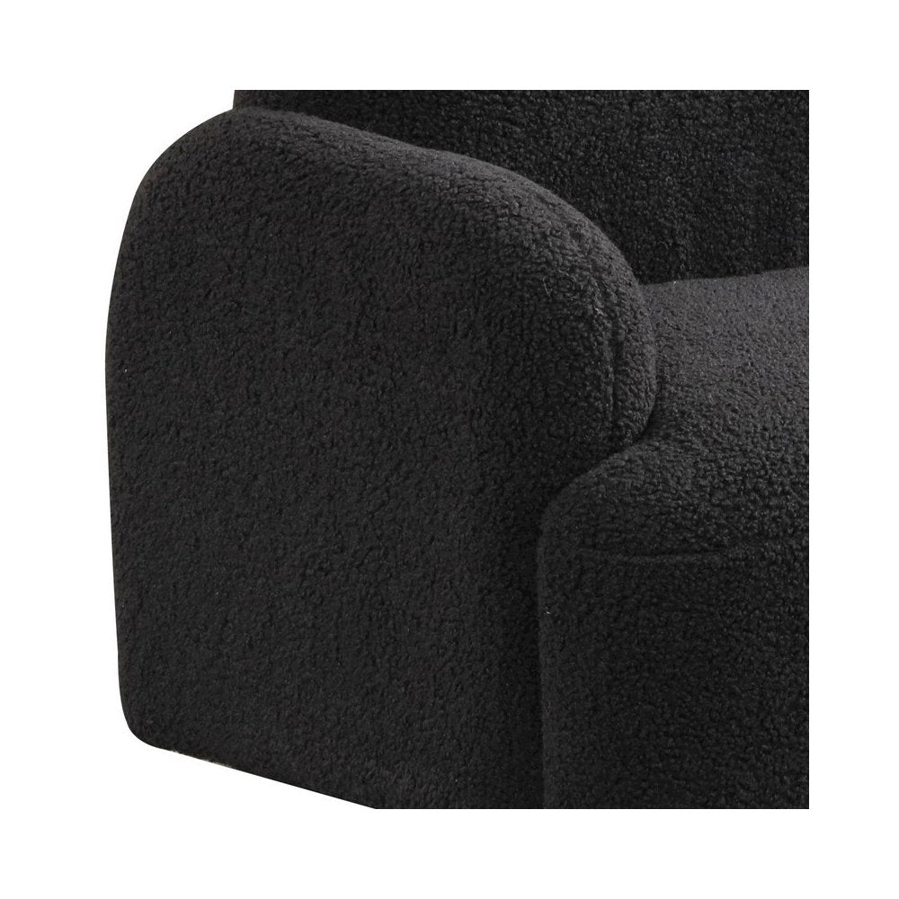 Raelynn 25.5"W Black Sherpa Bear-Shaped Kids Armchair