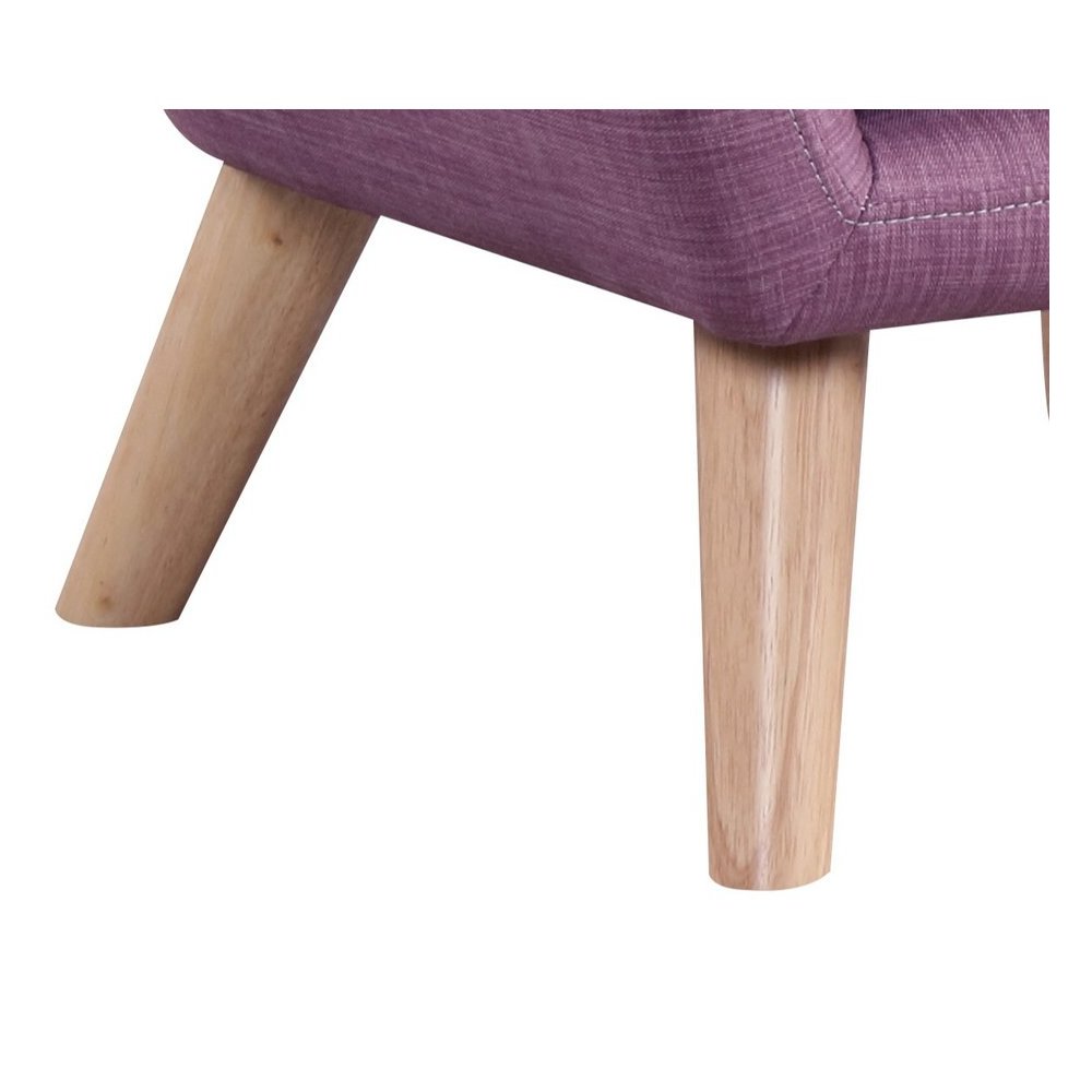 Fenix 19.5"W Pink Linen Kids Chair with Button Tufted Back and Wooden Legs