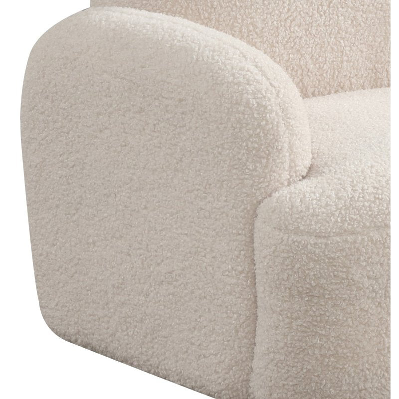 Raelynn 25.5"W Beige Sherpa Bear-Shaped Kids Armchair