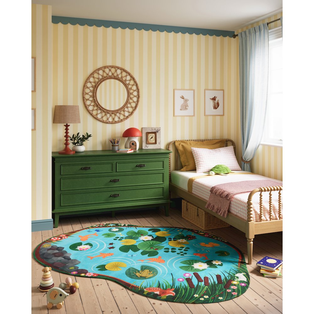 Playground Pond Blue Kid Rug 6' X 8'2"