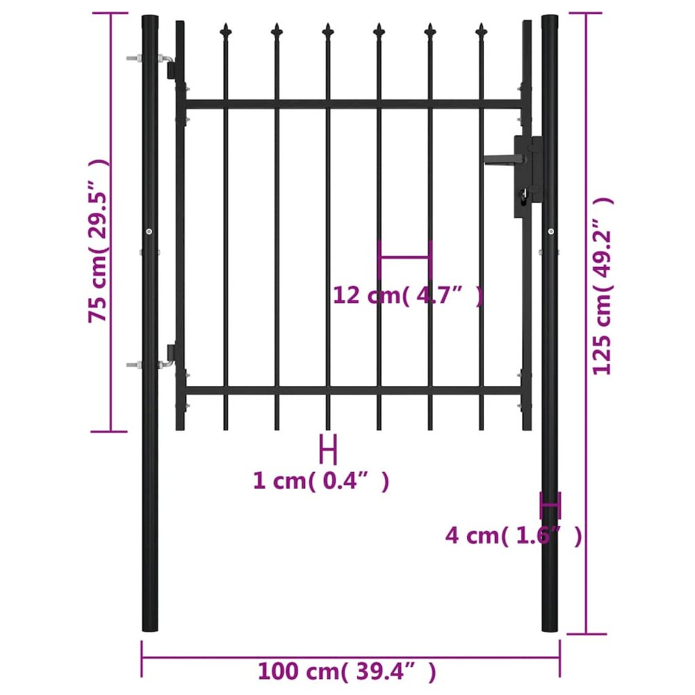 vidaXL Door Fence Gate with Spear Top 39.4"x29.5"