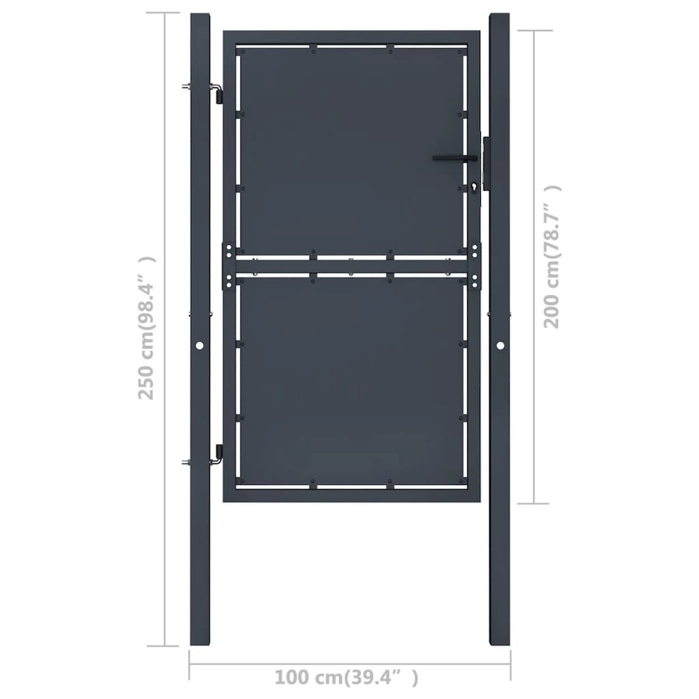 vidaXL Garden Gate Steel 39.4"x78.7" Anthracite 4522