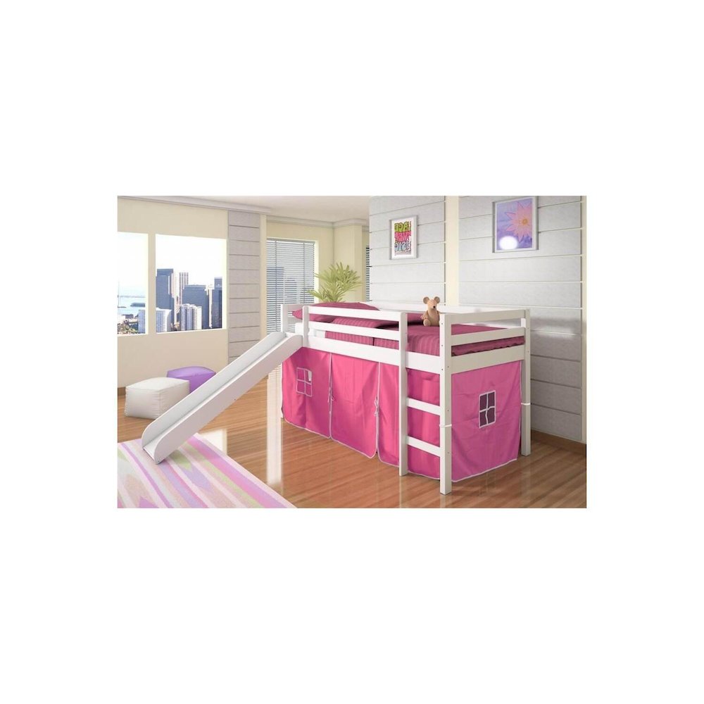 TENT BED WHITE W/PINK TENT KIT