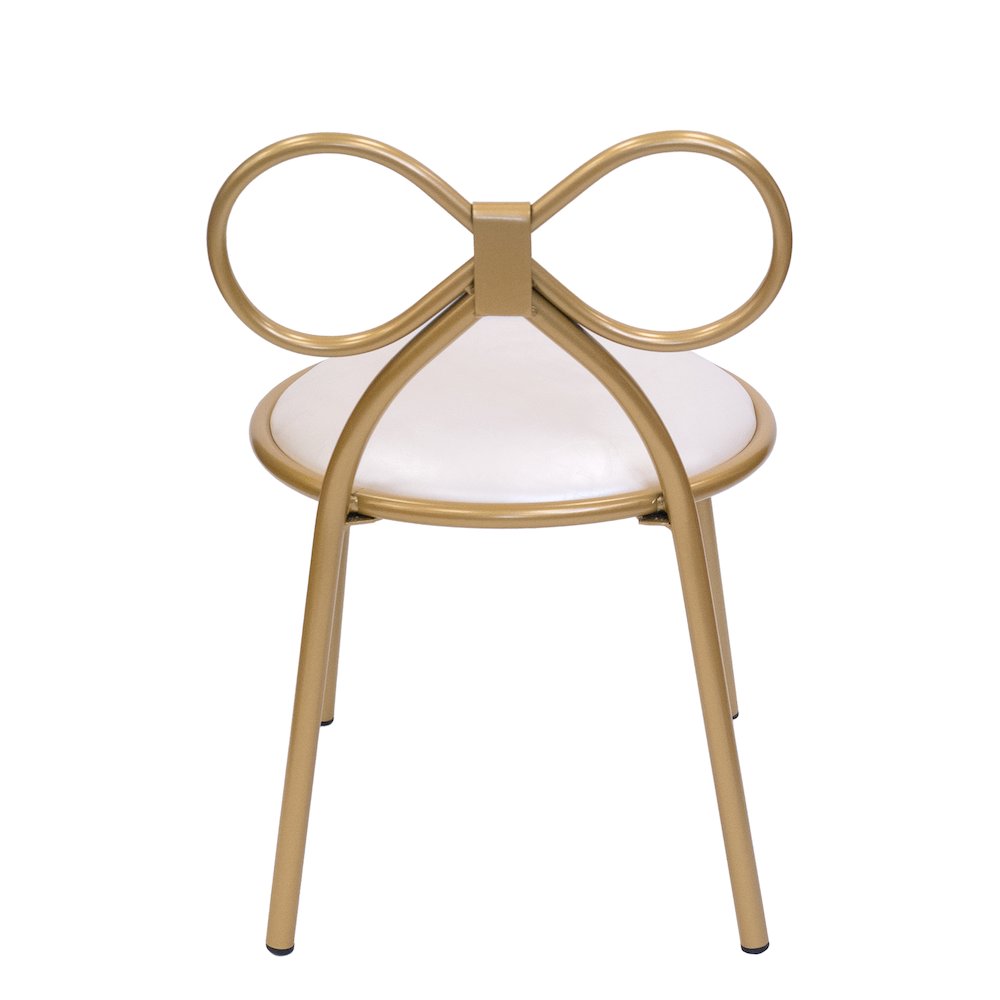 Set Of 1 Metal Kids Bow Chair With Gold Vinyl Seat Cushion