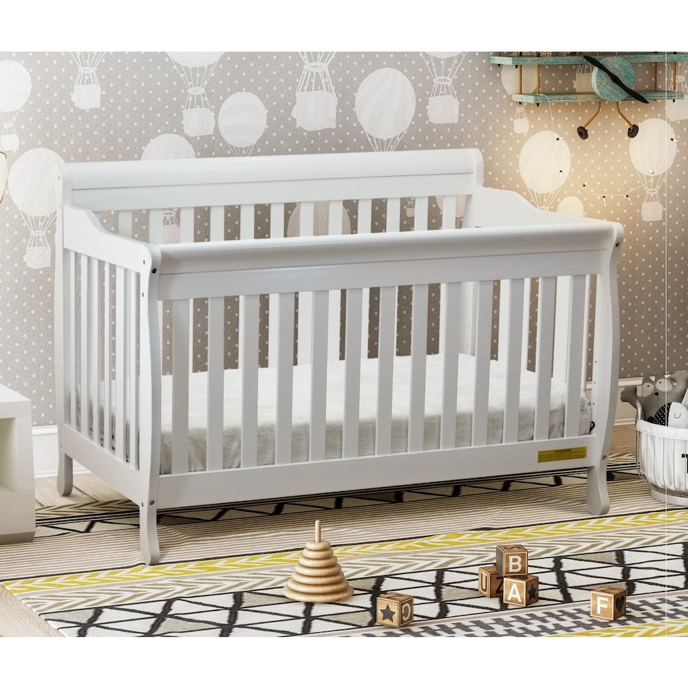 Alice 4-in-1 Convertible Crib with Toddler Guardrail White