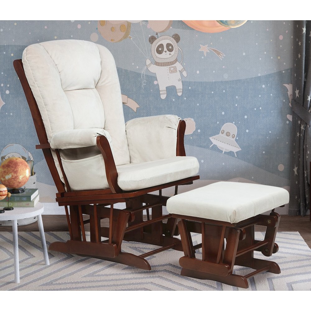 Alice Glider Chair and Ottoman Espresso without Pillow