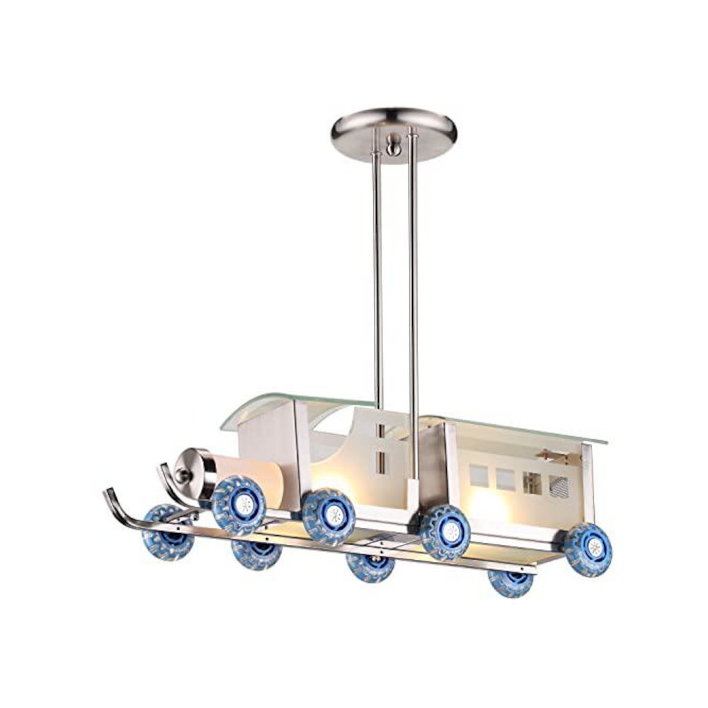 2-Light Blue Wheels And Frosted Glass Children's Train Lighting