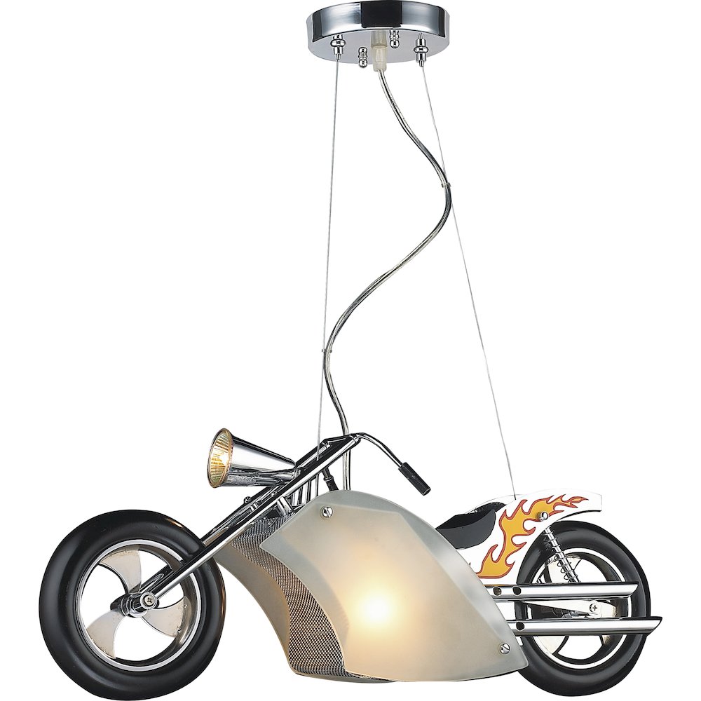 1-Light Brown And Silver Children's Lighting With Frosted Glass Shade