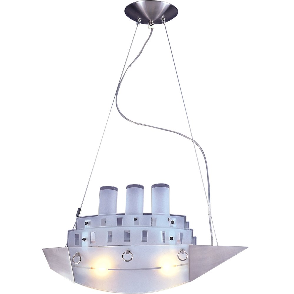 2-Light Frosted White Glass Trim Ship Children's Lighting