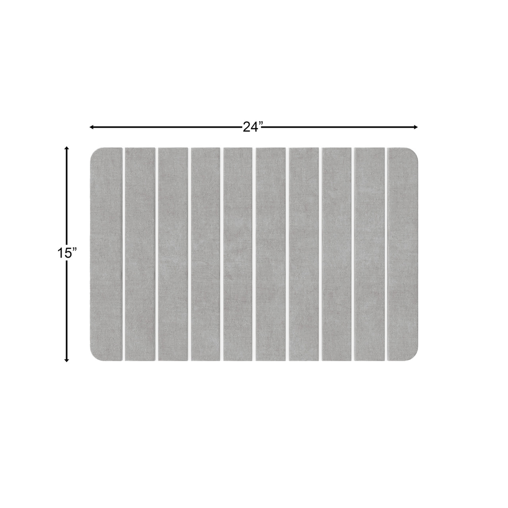 Diatomite Quick-Dry Stone Medium 24" x 15" Kitchen Floor Mat in Gray