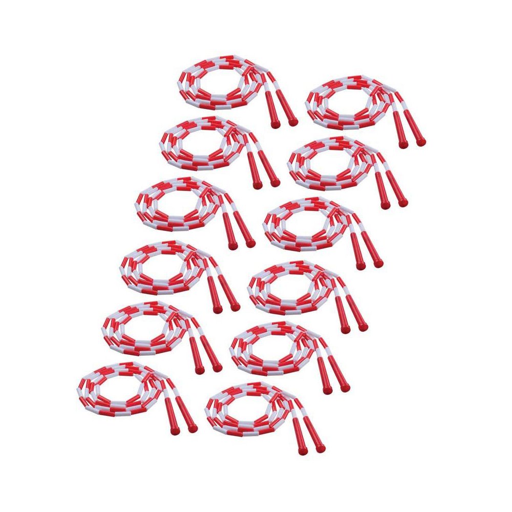 Plastic Segmented Jump Rope 7', Red & White, Pack of 12
