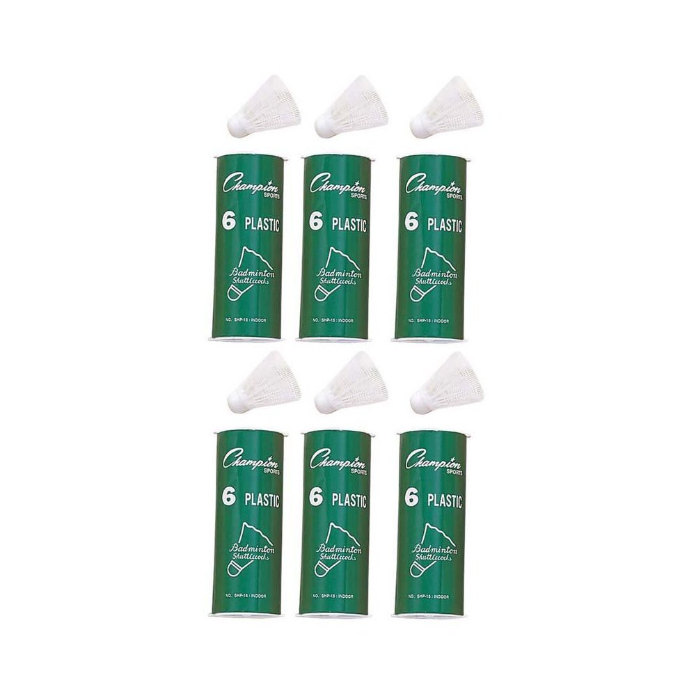 Plastic Indoor Shuttlecocks, 6 Per Pack, 6 Packs